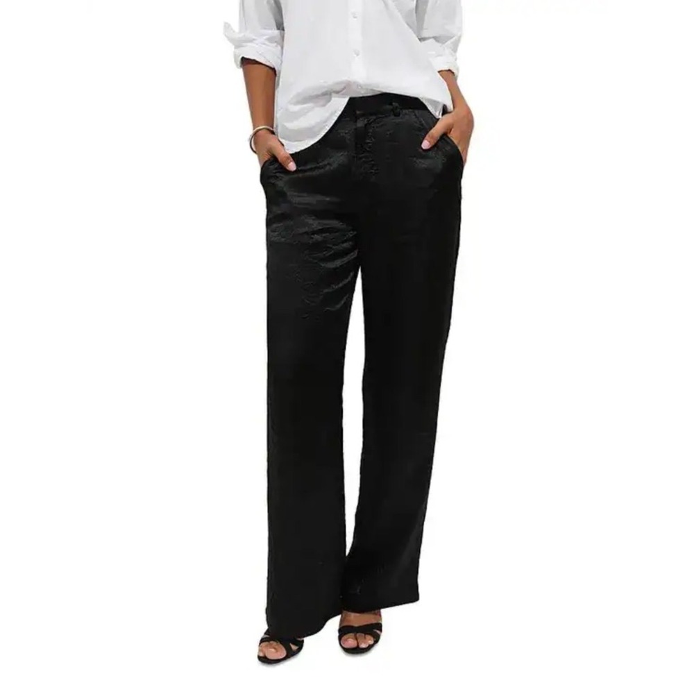 Alex Mill Acetate Claire Trouser Pant Black Size Large NWT Straight Leg Dress